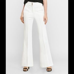 Express Flare Super High-Rise White Dress Pants